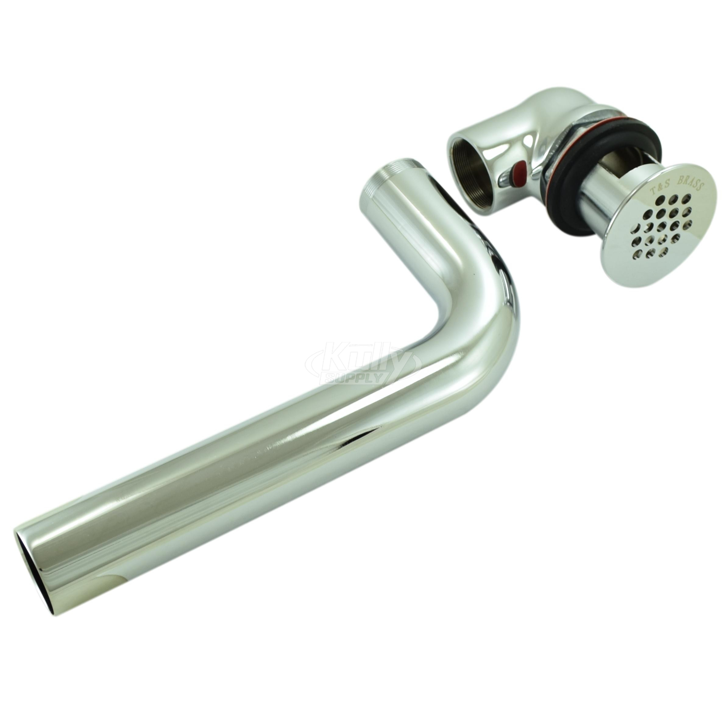 T&S Brass B-0898-OF Polished Chrome Plated Bronze Offset Grid Drain