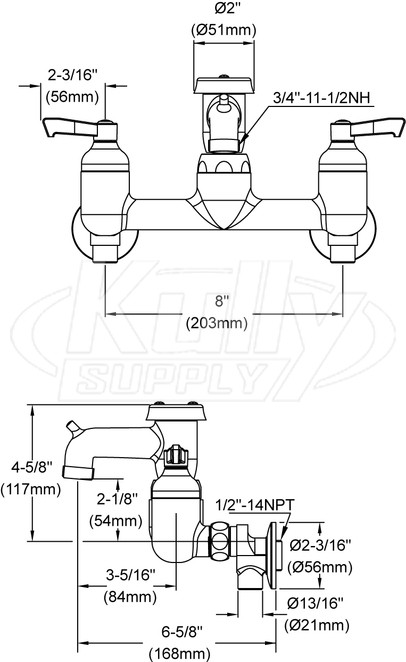 Elkay LK940BP03L2S 8" Centerset Wall Faucet