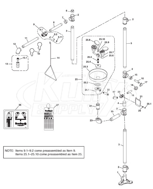 Bradley S19-310SSJP Parts Breakdown